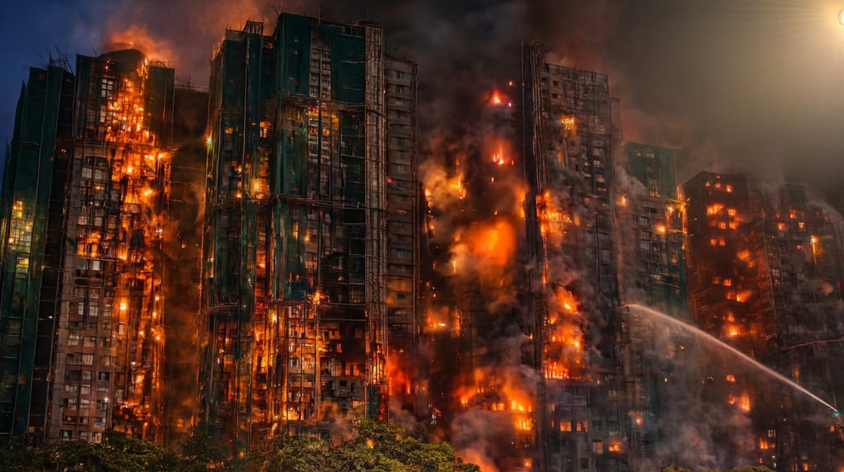 Incêndio de Grandes Proporções atinge Complexo Residencial em Hong Kong