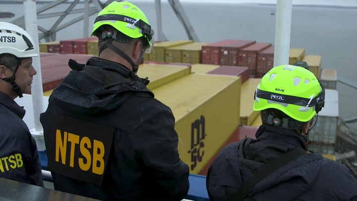Baltimore bridge crash investigators board cargo ship