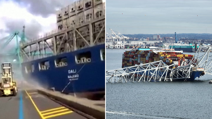 Navio que se chocou com a ponte de Baltimore agora