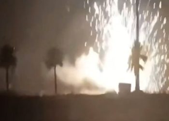 Moment huge explosion hits base of Iranian-aligned Iraqi army unit
