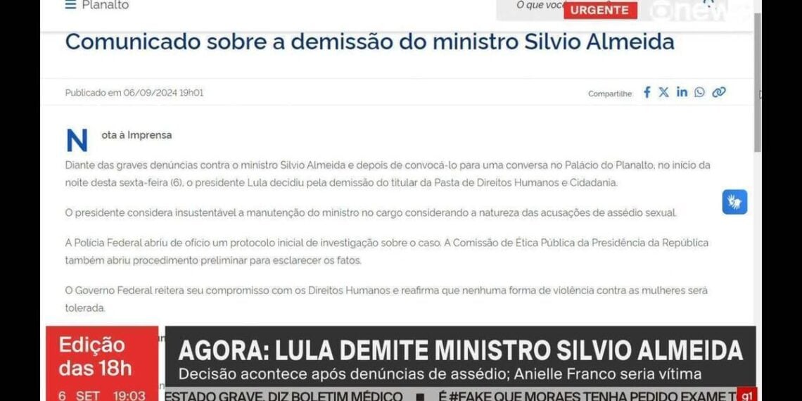 Lula demite Silvio Almeida após ministro ser acusado de assédio sexual - G1