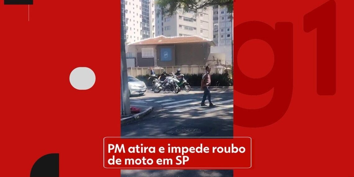 Vídeo: PM aposentado atira em adolescente e impede roubo de moto de luxo em bairro nobre de SP; comparsa foge com capacete - G1