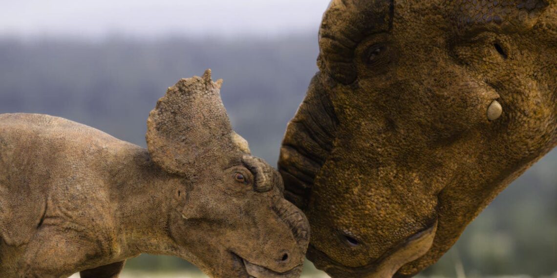 Paquirinossauro adulto e bebê pela primeira vez no programa Walking With Dinosaurs da BBC